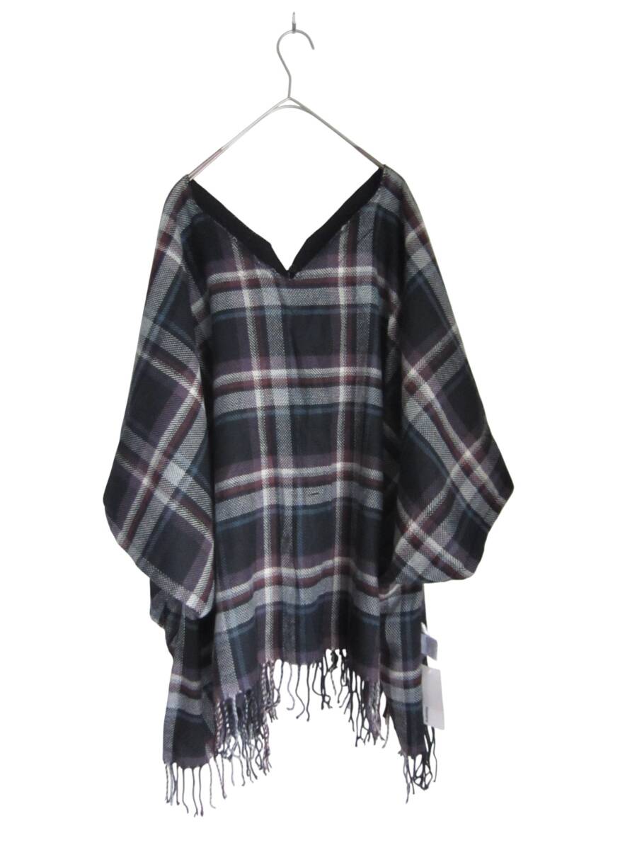 送料無料　Z118　新品　【3L】　～4L・5L着用可　ブラック　チェック　ポンチョ　オーバーサイズ　大きいサイズ　ゆうパケットプラス_画像6