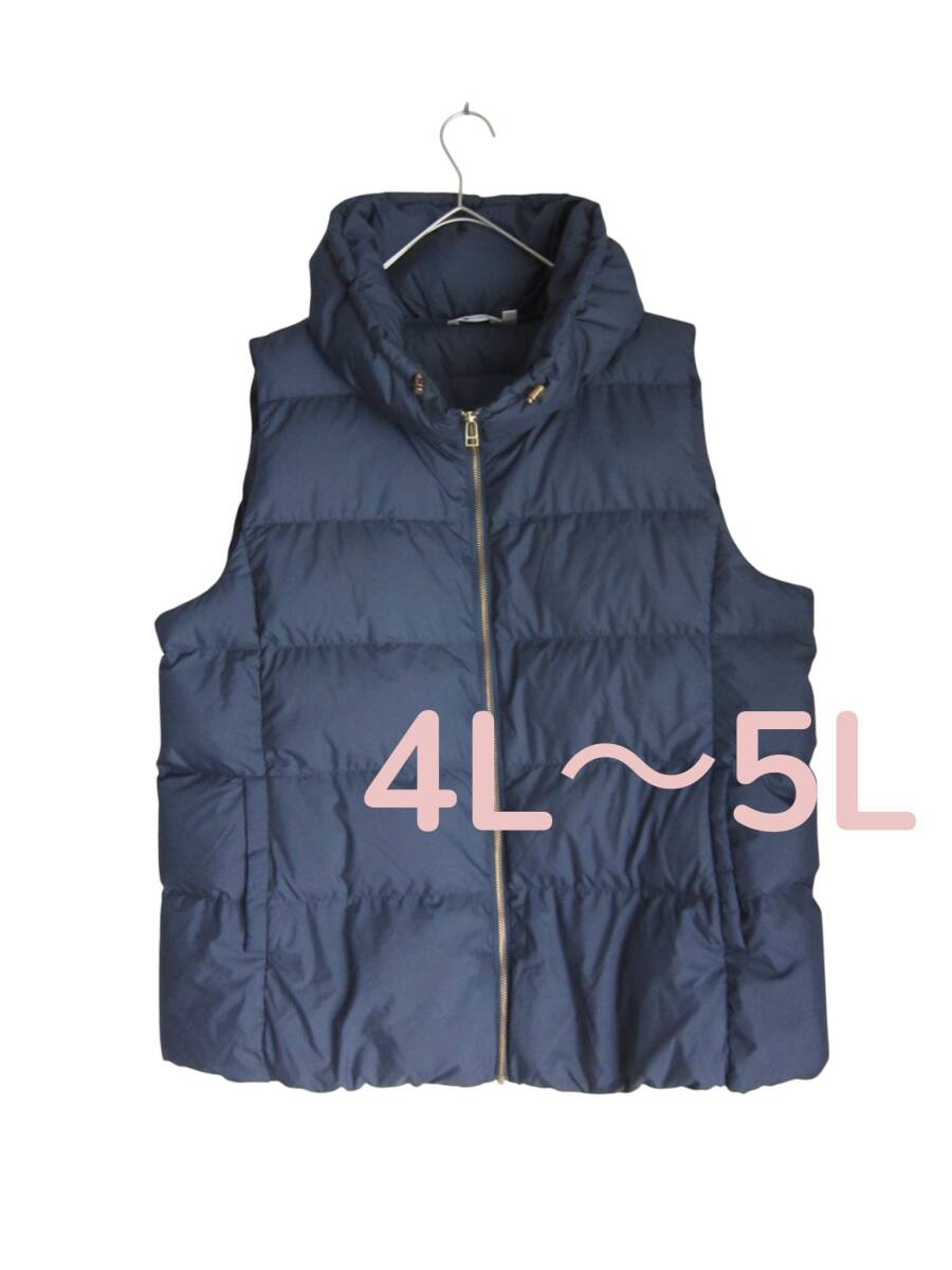 送料無料　1101　美品　【4L】　ネイビー　ノースリーダウンジャケット　ダウン90％　大きいサイズ　ゆうパケットプラス_画像1