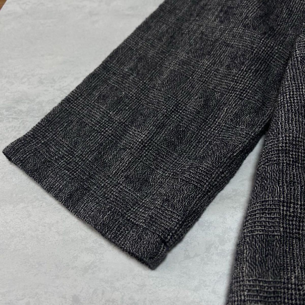 vlas blommeヴラスブラム チェック ショール カーディガン リネン混_画像7