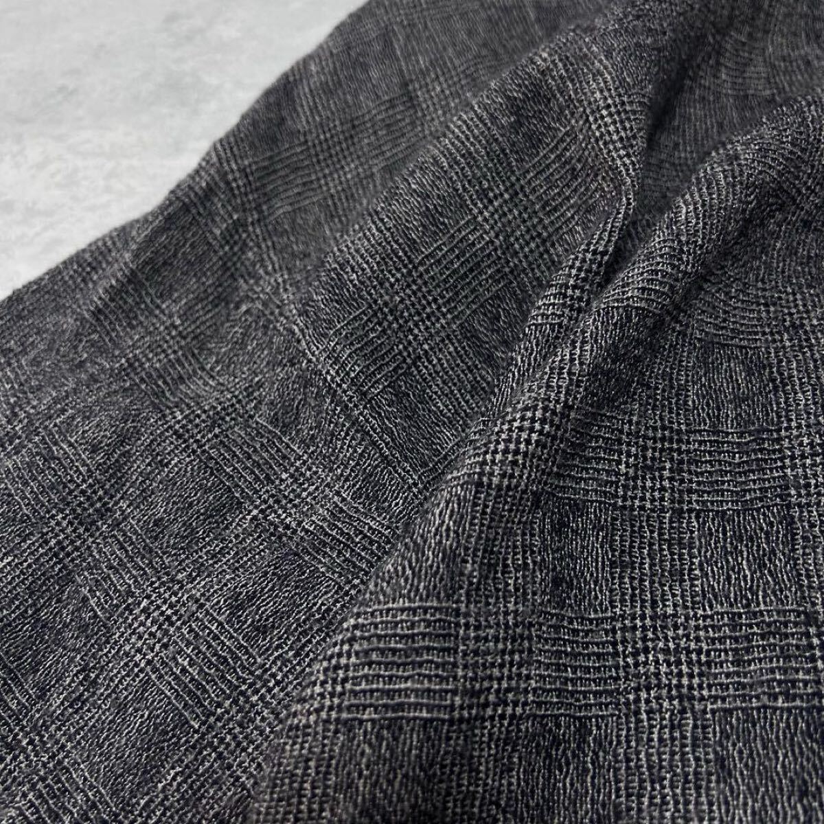 vlas blommeヴラスブラム チェック ショール カーディガン リネン混_画像8