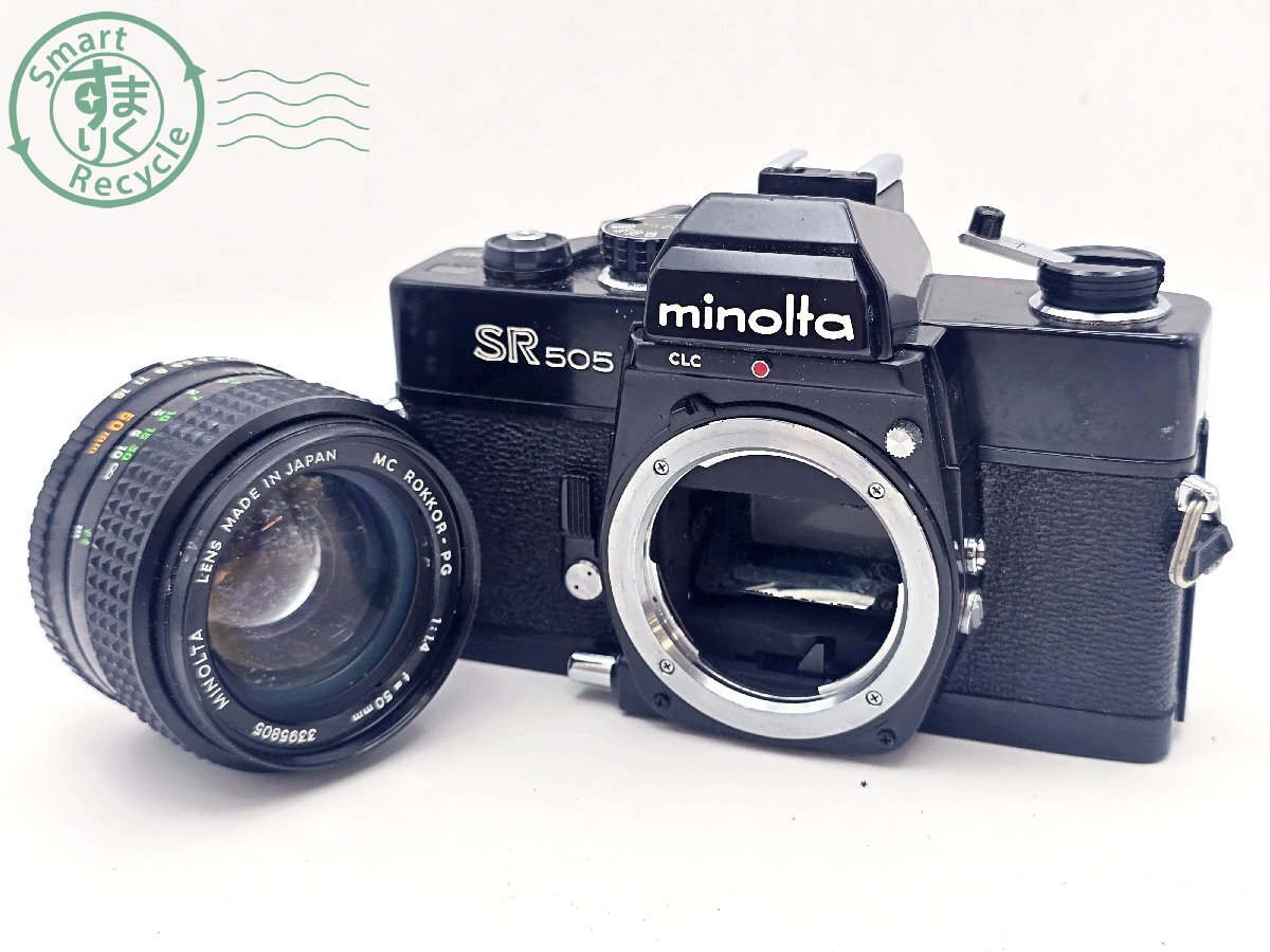 BK0603334　☆ Minolta ミノルタ SR 505 ブラック ボディ MC-ROKKOR-PG 1:1.4 f=50ｍｍ レンズ 一眼レフカメラ 難あり 中古_画像1