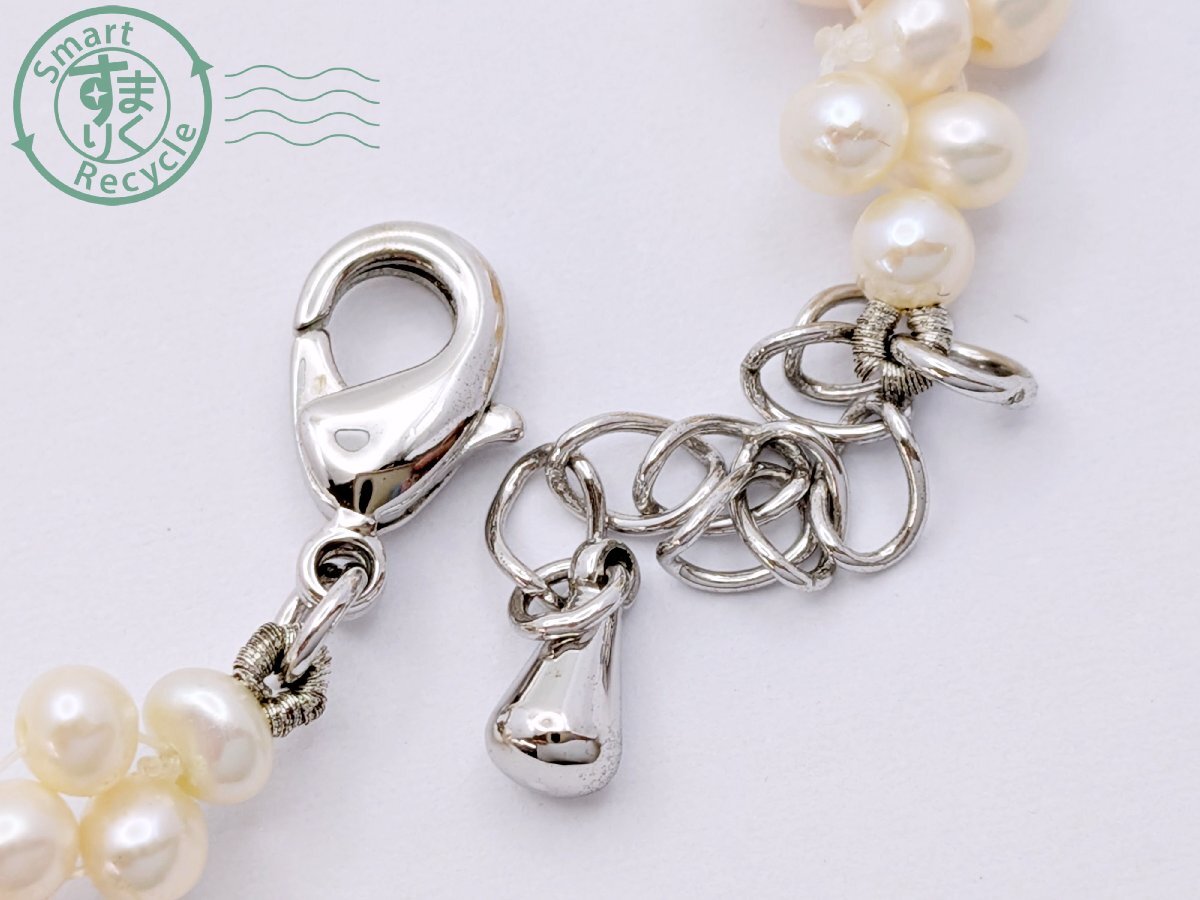 BK0703349　★ バロックパール 真珠 編み込み ネックレス アクセサリー ジュエリー レディース 中古_画像3