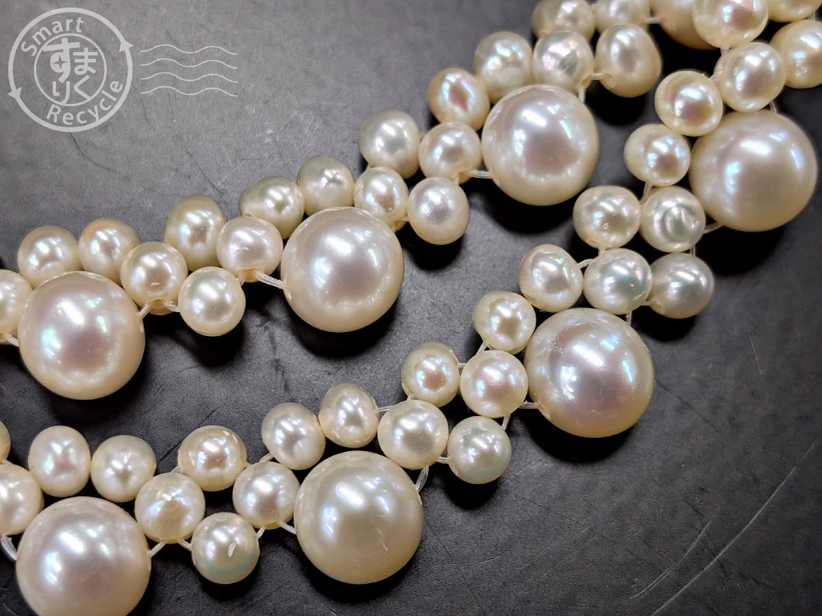 BK0703349　★ バロックパール 真珠 編み込み ネックレス アクセサリー ジュエリー レディース 中古_画像9