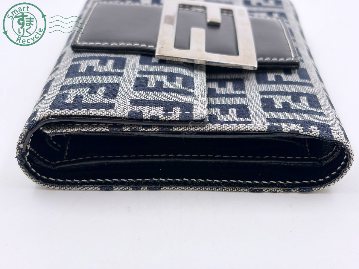 BK0605310 * FENDI Fendi кошелек z ключ no рисунок серый x темно-синий серия брендовая одежда орнамент мелкие вещи бумажник б/у товар used товар текущее состояние товар ⑯