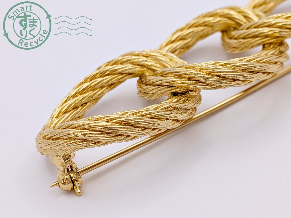 BK0706665 * Christian Dior Christian * Dior брошь 3 полосный цепь? трос? узор Gold цвет аксессуары б/у 