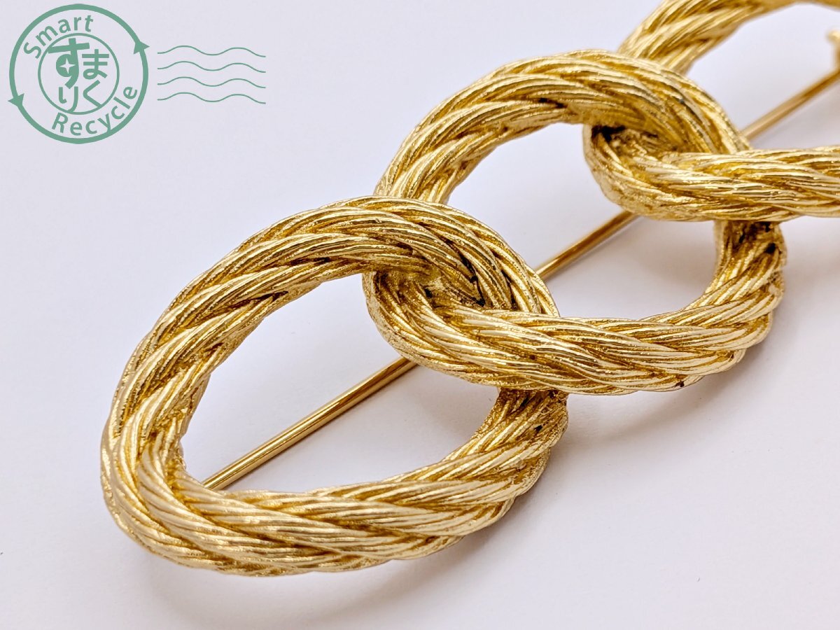 BK0706665 * Christian Dior Christian * Dior брошь 3 полосный цепь? трос? узор Gold цвет аксессуары б/у 