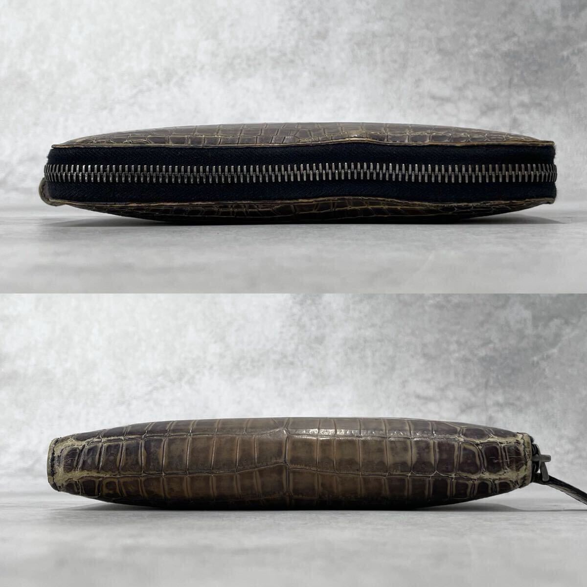 BOTTEGA VENETA Bottega Veneta крокодил длинный кошелек раунд застежка-молния раунд Zip экзотический кожа Zippy бумажник 