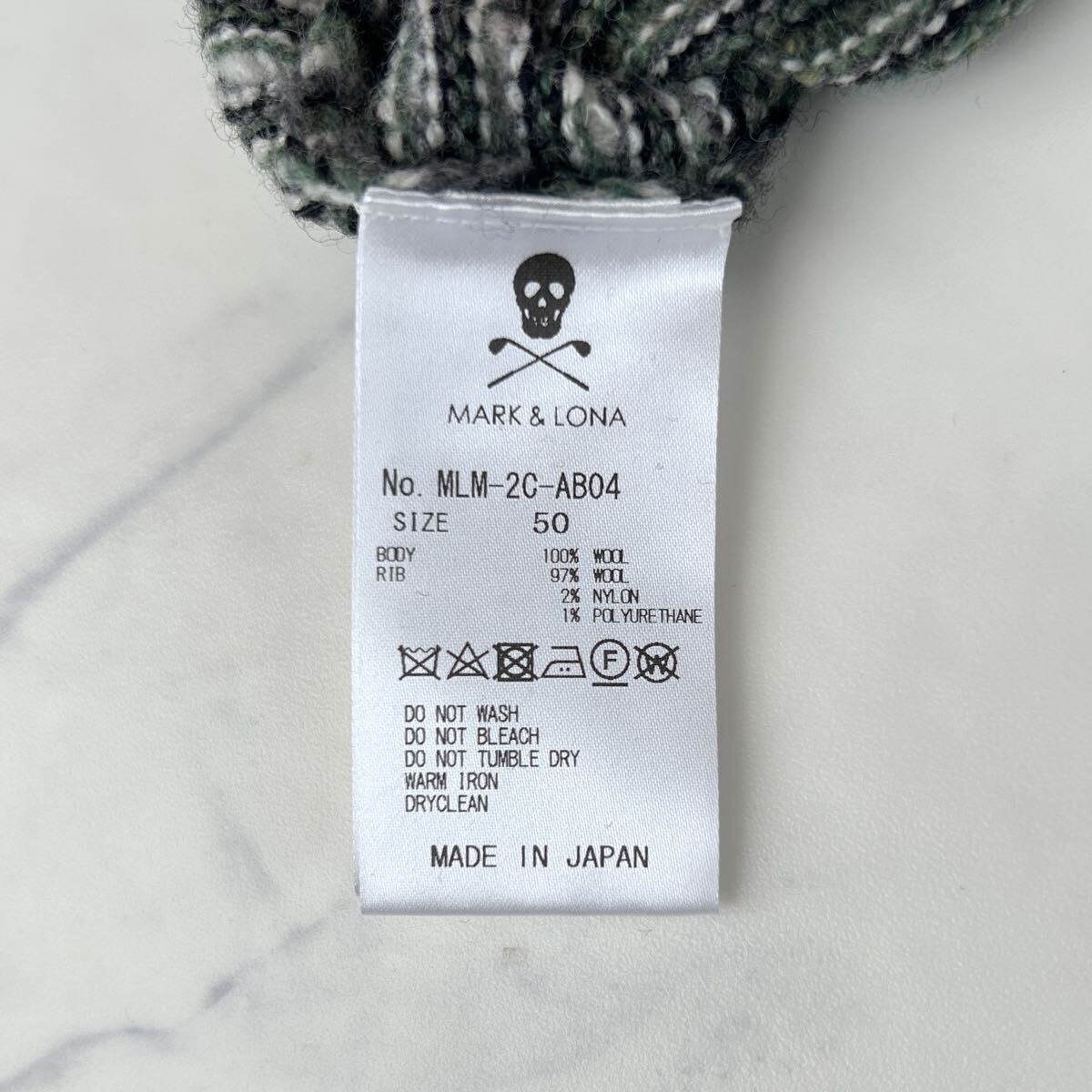 未使用に近い 希少50サイズ MARK&LONA マークアンドロナ メンズ セーター ニット 2022年モデル ジャカード 総柄 スカル ドクロ ゴルフ_画像6