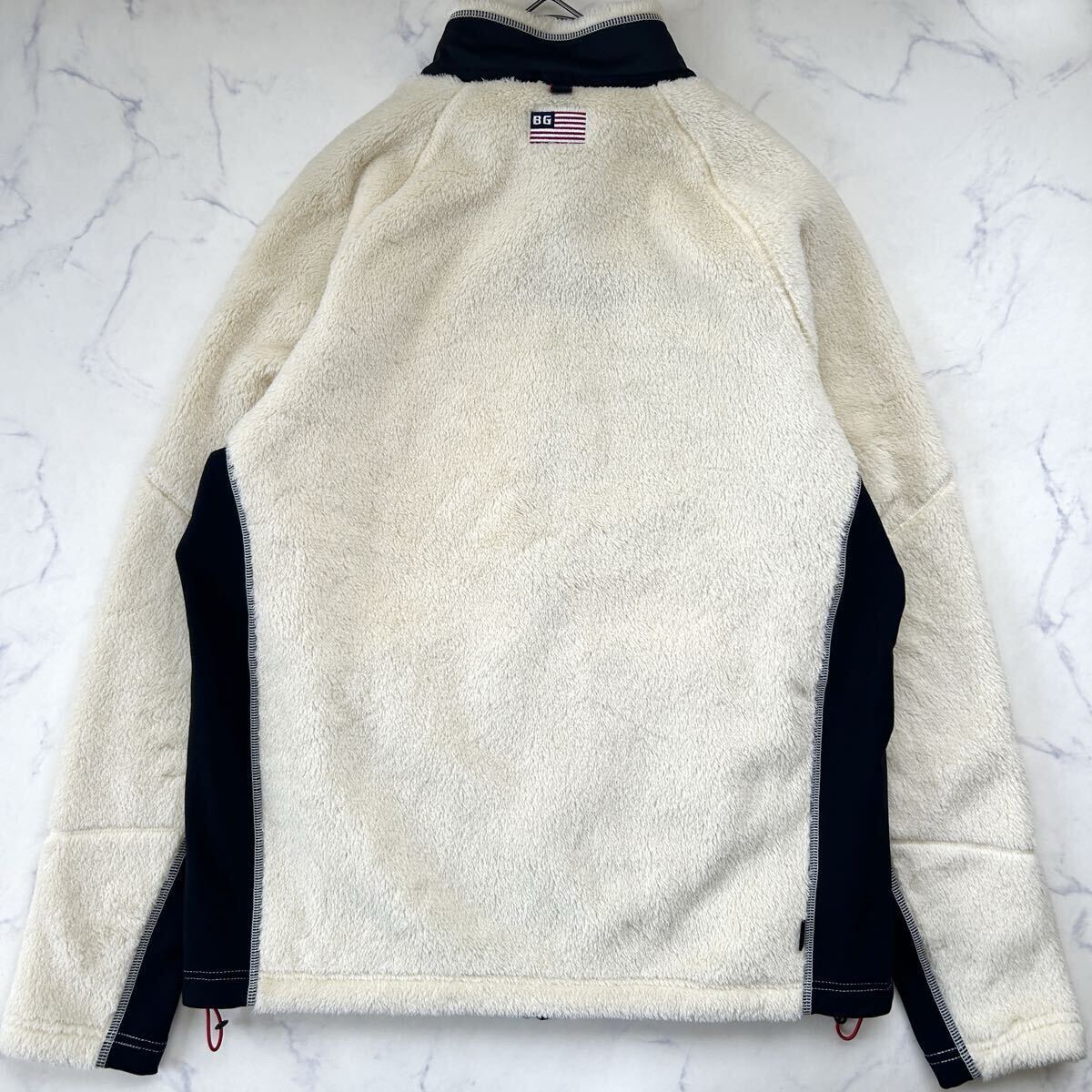 未使用に近い 希少L相当 BRIEFING ブリーフィング メンズ 2022年モデル ダブルジップ フリースジャケット ボア ホワイト 白 POLARTEC ロゴ _画像5