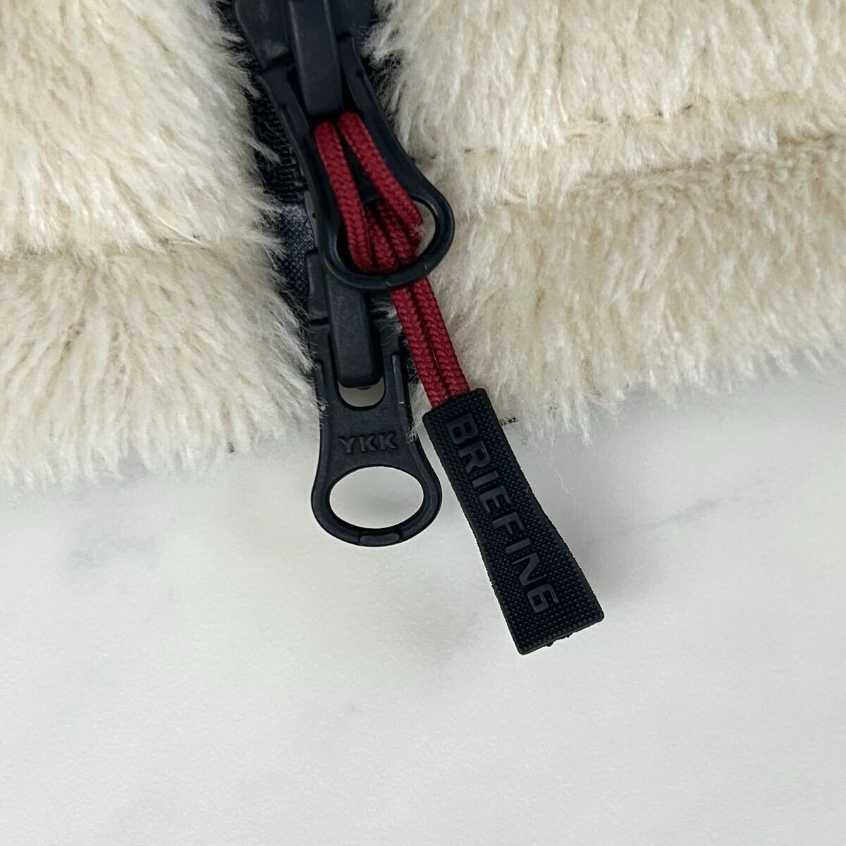 未使用に近い 希少L相当 BRIEFING ブリーフィング メンズ 2022年モデル ダブルジップ フリースジャケット ボア ホワイト 白 POLARTEC ロゴ _画像9