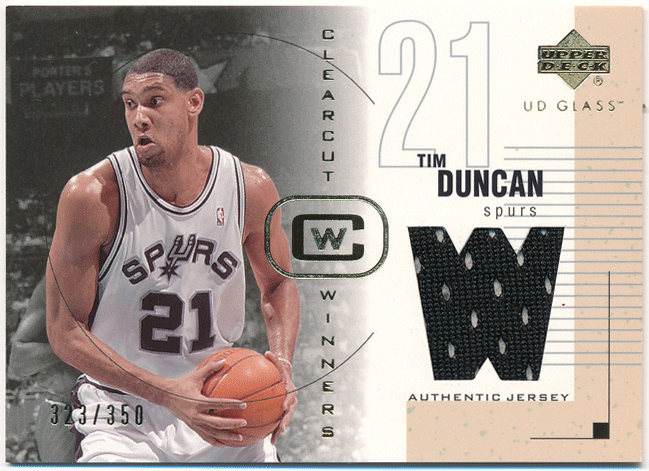 * Tim Duncan NBA 2003-04 Upper Deck UD Glass Clearcut Winners Jersey 350 листов ограничение джерси карта tim* Dan can 