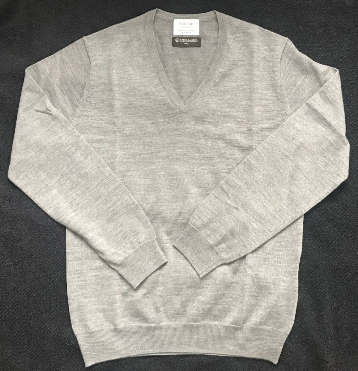 エディフィス ニット Vネック 44 SAFIELLA SAFIL 16ゲージ EDIFICE 国内正規 美品_画像1