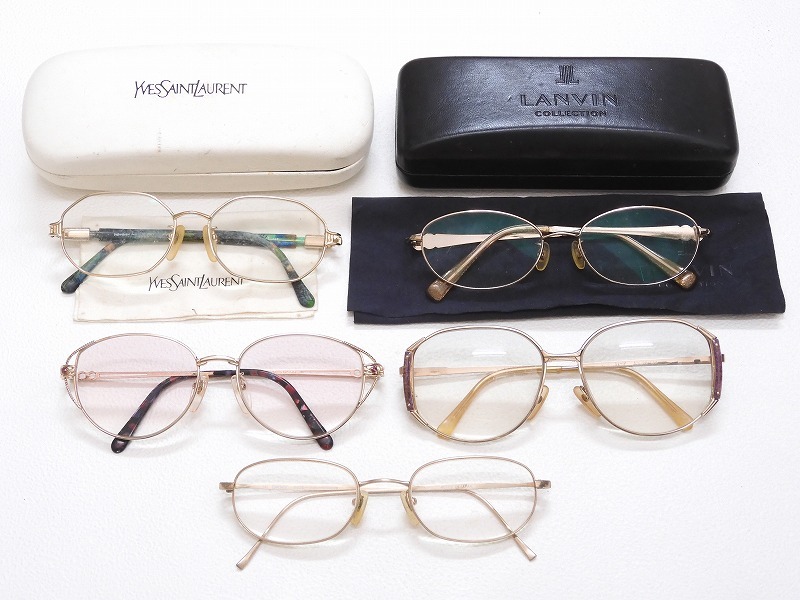 2511-0064●宝市/YSL/ランバン/ハナエモリ/DKNY他/カラーレンズ含/メガネ/5点組/ケース付含/まとめて(梱包サイズ80)_画像1