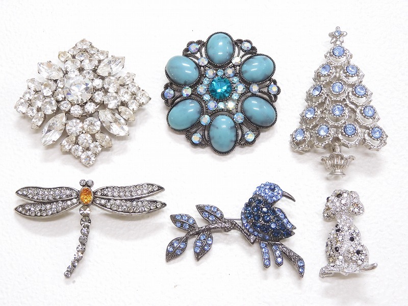 2511-0069●宝市/ラインストーン他/ブローチ/イヤリング/ネックレストップ等/36点組/色々/まとめて(梱包サイズ60)_画像2