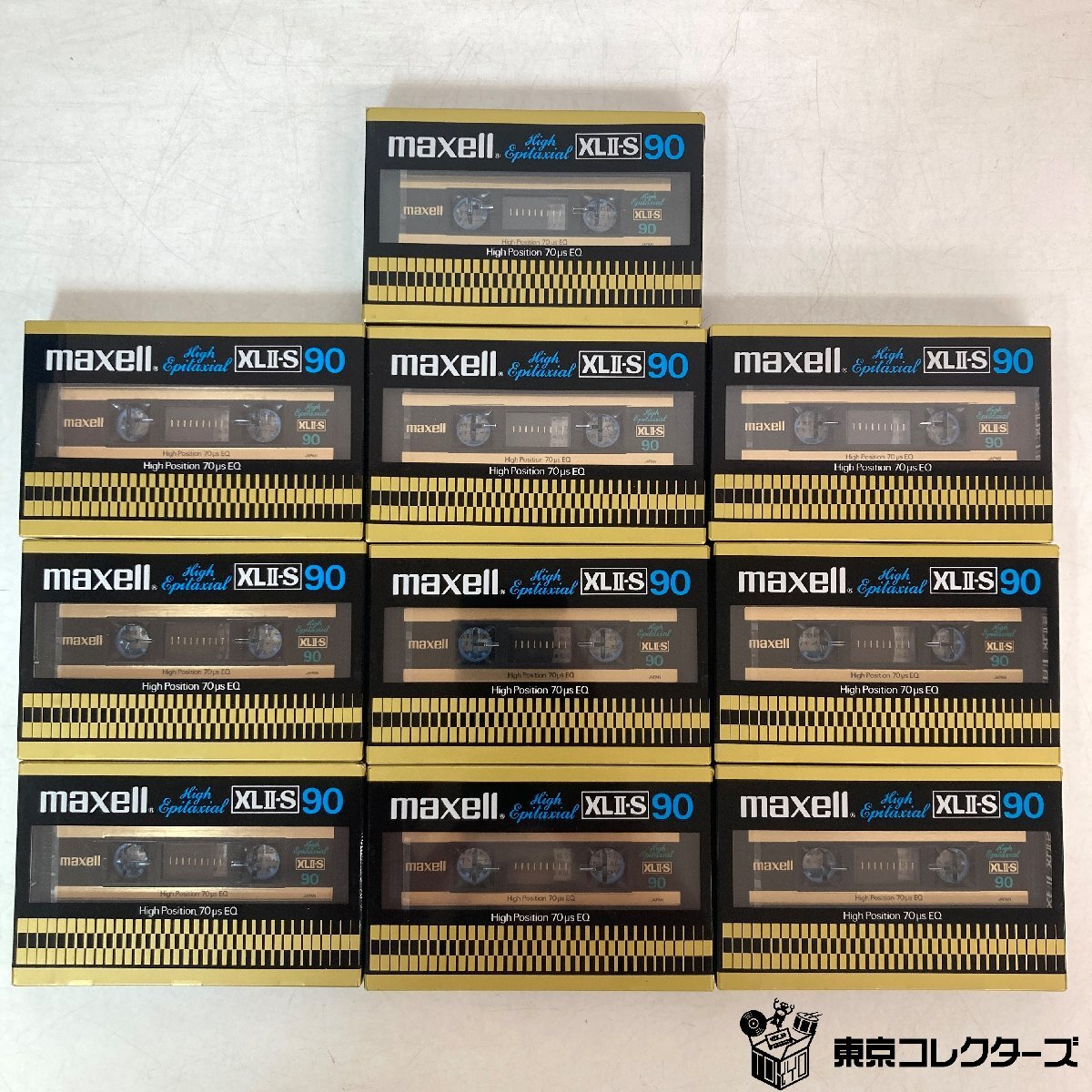 [ нераспечатанный совместно 10шт.@]mak cell кассетная лента XLⅡ-S 90 Hi Posi John { в коробке / трещина есть }High Position EQ:70μs сырой лента maxell*