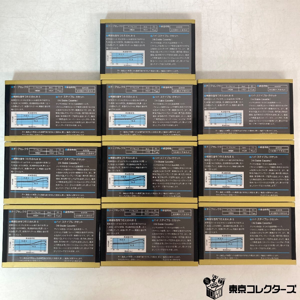 [ нераспечатанный совместно 10шт.@]mak cell кассетная лента XLⅡ-S 90 Hi Posi John { в коробке / трещина есть }High Position EQ:70μs сырой лента maxell*