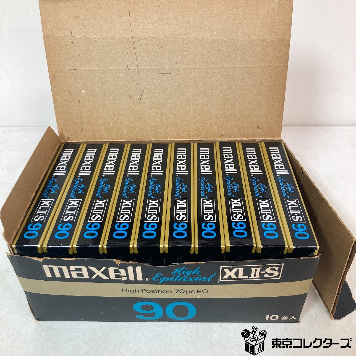 [ нераспечатанный совместно 10шт.@]mak cell кассетная лента XLⅡ-S 90 Hi Posi John { в коробке / трещина есть }High Position EQ:70μs сырой лента maxell*