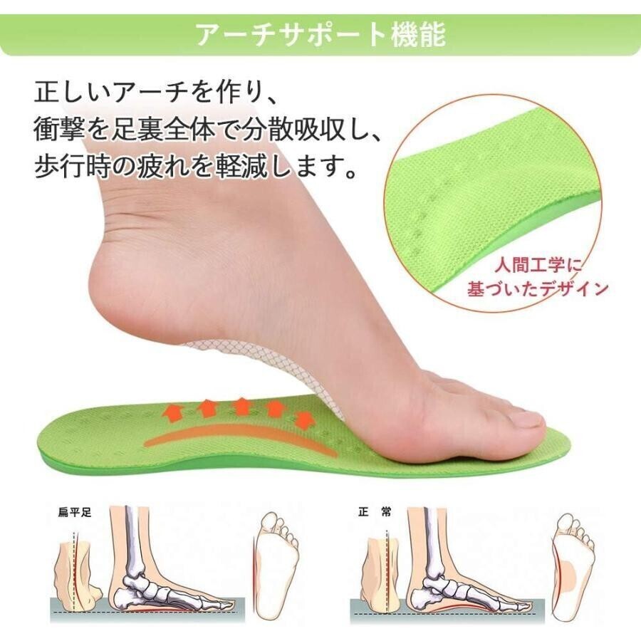 O脚矯正 インソール 矯正 足底筋膜炎 中敷き 土踏まず アーチサポート O脚 X脚 衝撃吸収 疲れにくい(Y-024)1_画像2
