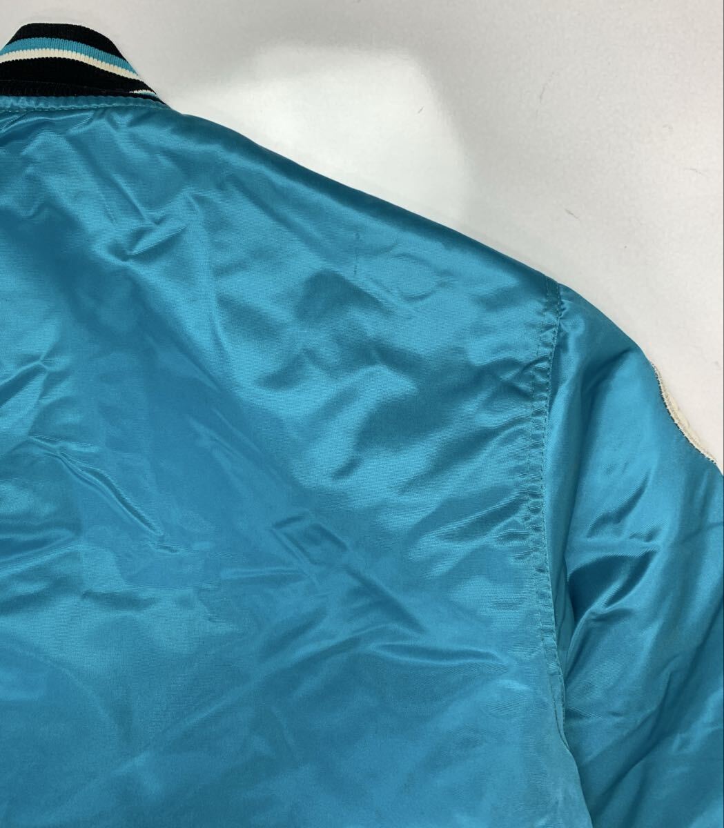 90s STARTER Mサイズ スタジャン MARLINS USA製 古着 刺繍 ターコイズ _画像6