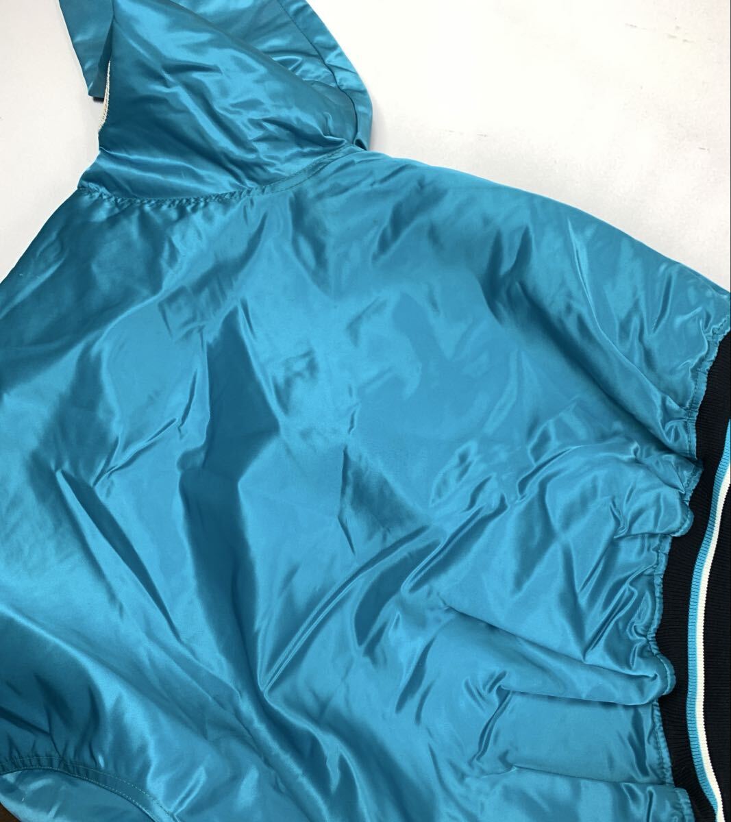 90s STARTER Mサイズ スタジャン MARLINS USA製 古着 刺繍 ターコイズ _画像7