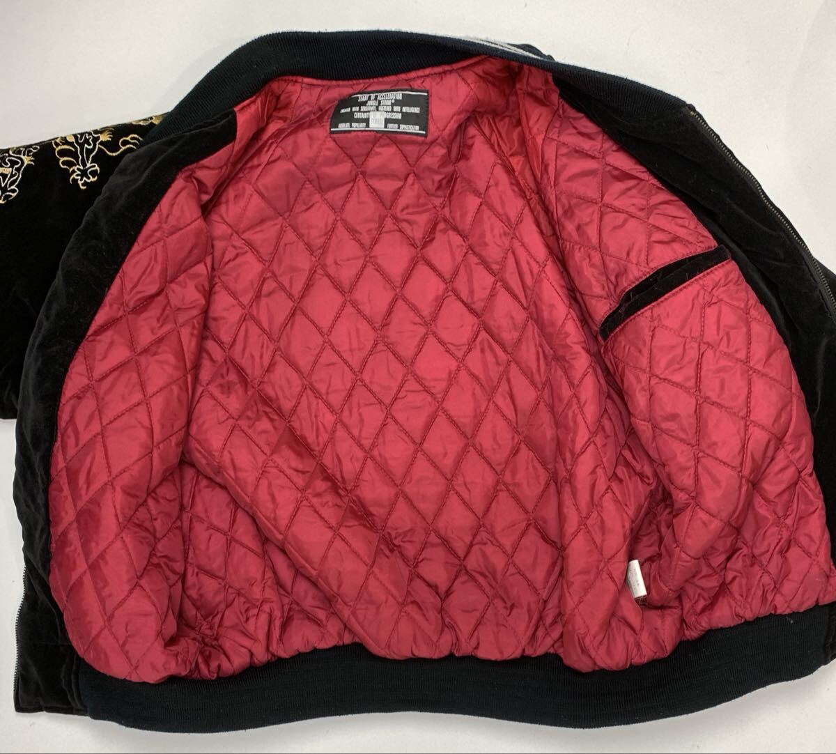 80s 90s JUNGLESTORM Ｍサイズ相当　スカジャン　別珍 刺繍 龍　 ブラック　 黒　_画像5