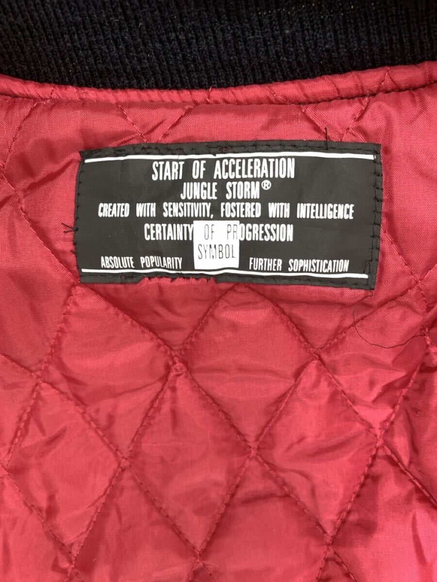 80s 90s JUNGLESTORM Ｍサイズ相当　スカジャン　別珍 刺繍 龍　 ブラック　 黒　_画像2