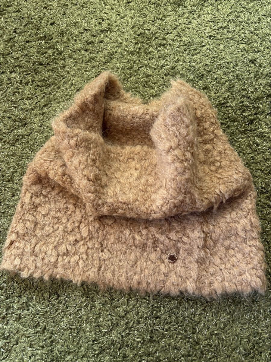 マッキントッシュ Macintosh スヌード アルパカ キャメル ブラウン モヘア ゆるめカール 上品で暖かく軽い マフラー 羊毛_画像2