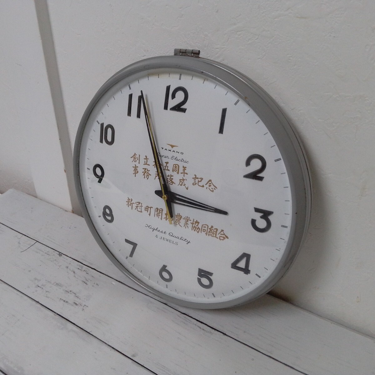【ビンテージ】★タカノ★TAKANO★壁掛け時計★電池式★スチール★ドームガラス★レトロ★アンティーク_画像1
