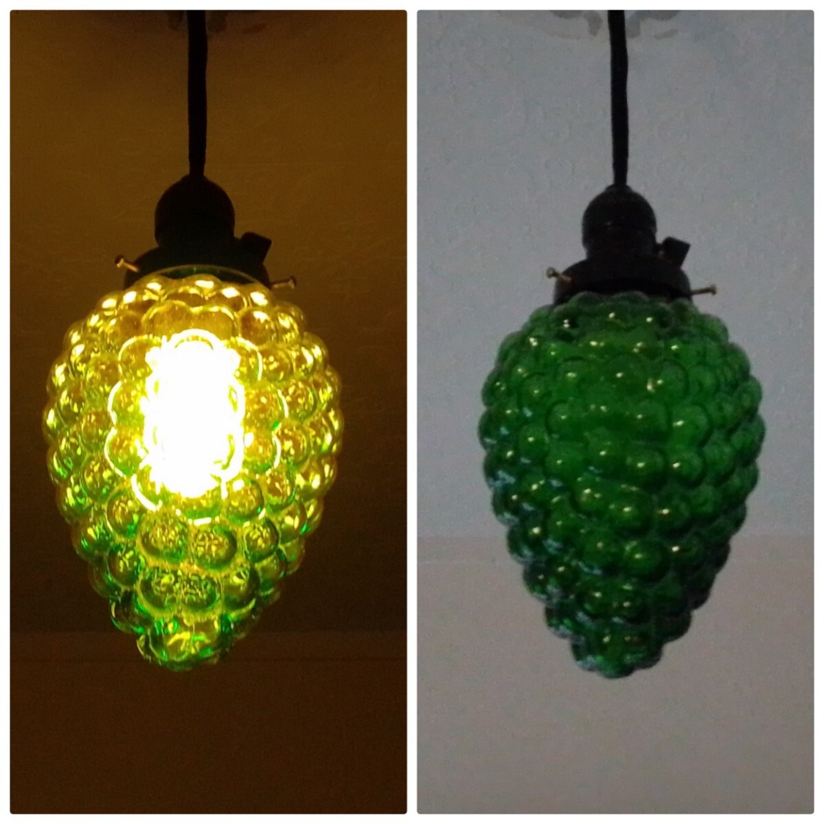 【ビンテージ】★年代物★シーリングライト★ペンダントライト★ぶどう★ガラス製★照明器具★レトロ★アンティーク_画像1