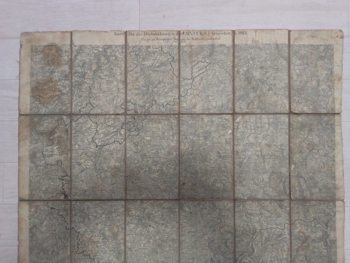 【ビンテージ】★古い地図★ドイツ軍 1913年 第 19 軍団 (第 2 カンザス州軍団) の秋季演習の地図★レトロ★アンティーク②_画像2