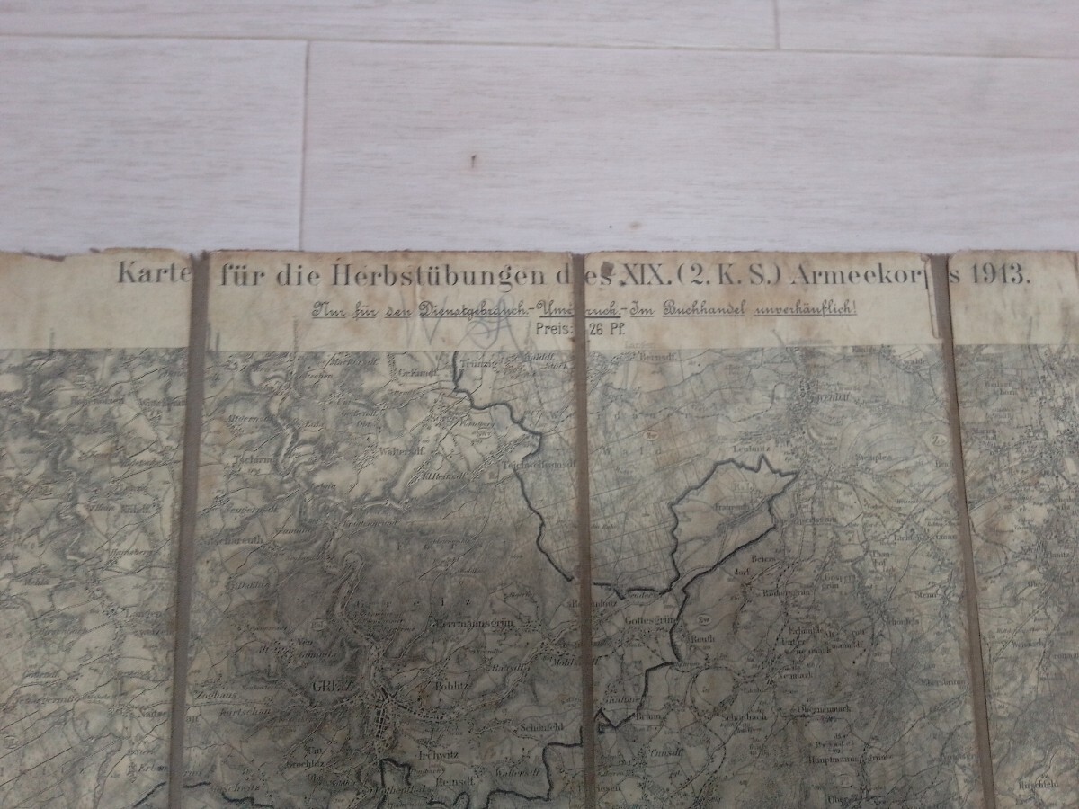 【ビンテージ】★古い地図★ドイツ軍 1913年 第 19 軍団 (第 2 カンザス州軍団) の秋季演習の地図★レトロ★アンティーク②_画像4