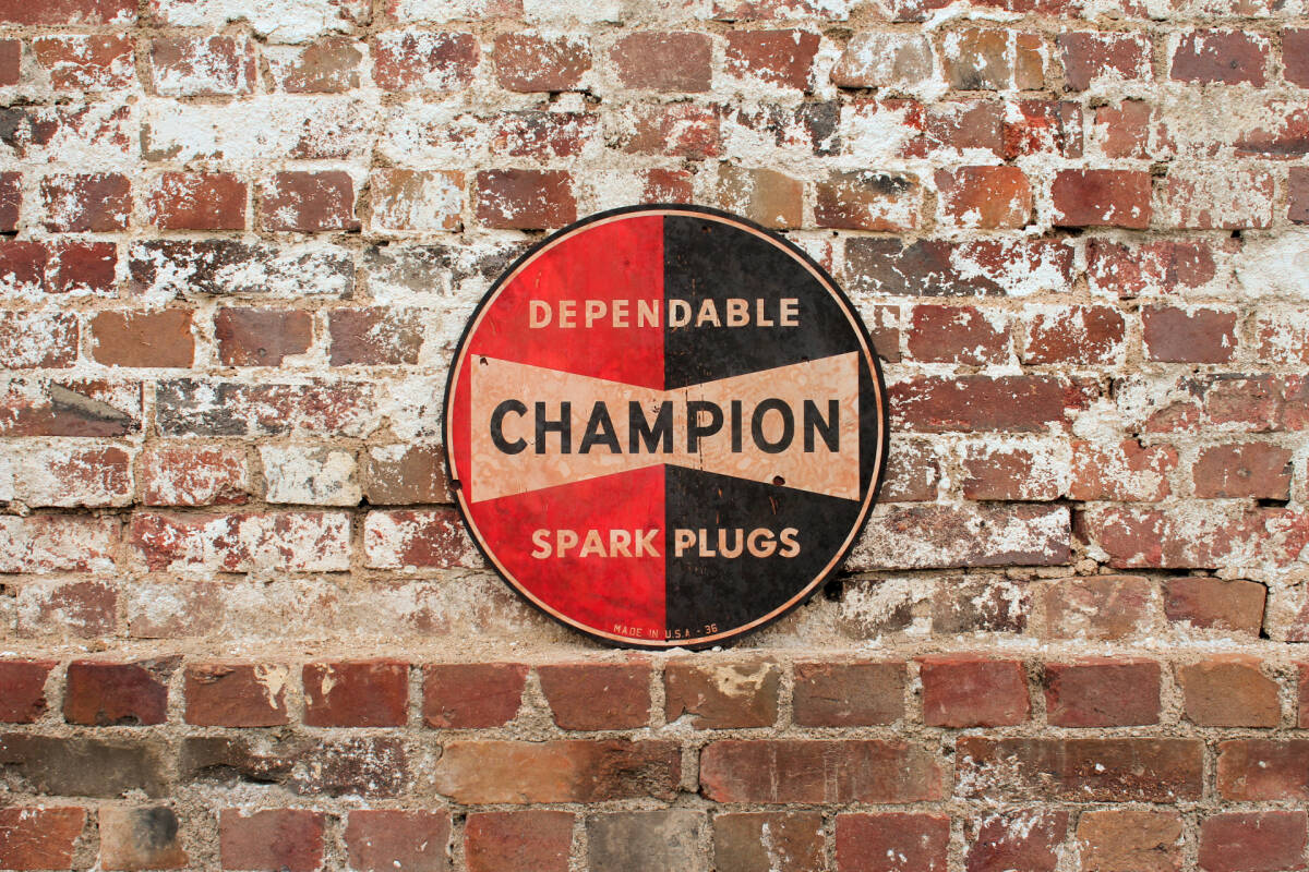 ⑮チャンピオン木製看板ビンテージティンサインオイルメーカーアメリカン雑貨アンティークコレクションUSAガレージブリキ看板インテリア_画像3