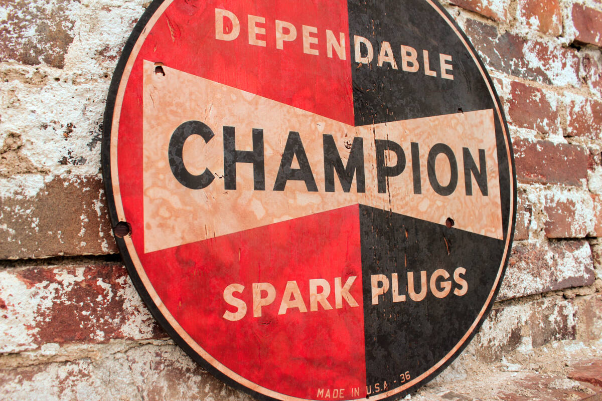 ⑮チャンピオン木製看板ビンテージティンサインオイルメーカーアメリカン雑貨アンティークコレクションUSAガレージブリキ看板インテリア_画像4