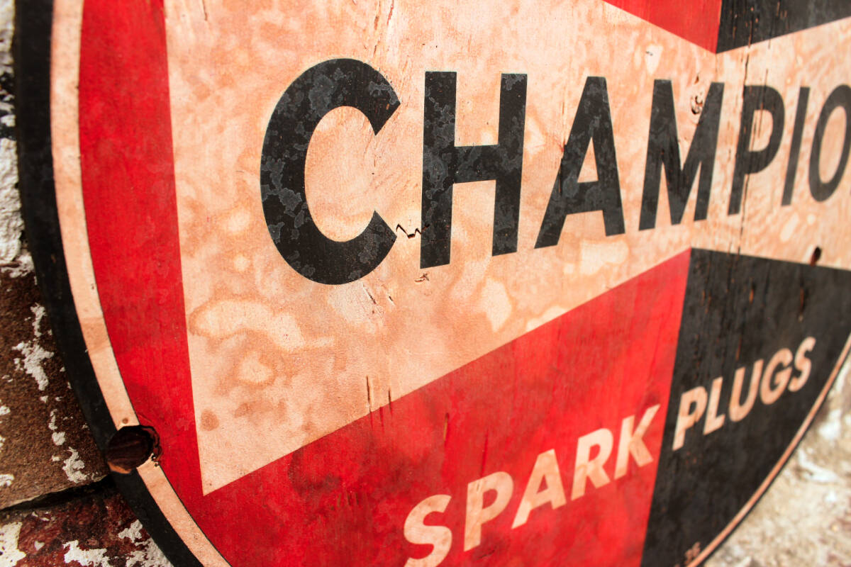 ⑮チャンピオン木製看板ビンテージティンサインオイルメーカーアメリカン雑貨アンティークコレクションUSAガレージブリキ看板インテリア_画像7