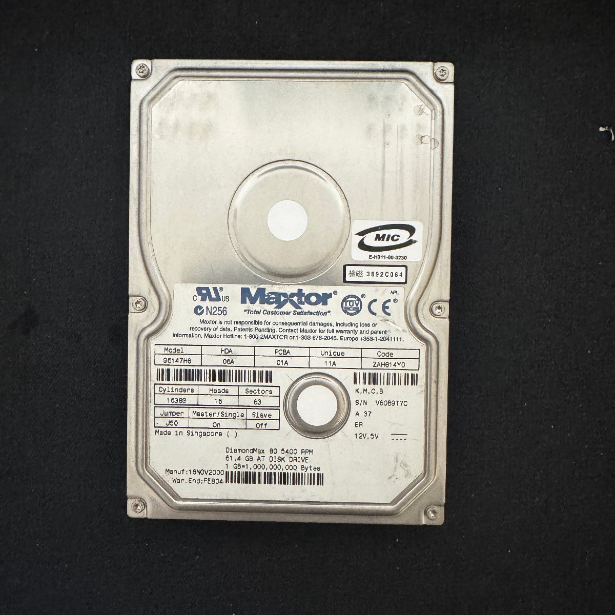 M241　Maxtor　96147H6　PATA　60GB　ハードディスクドライブ　清掃、動作確認済　_画像1