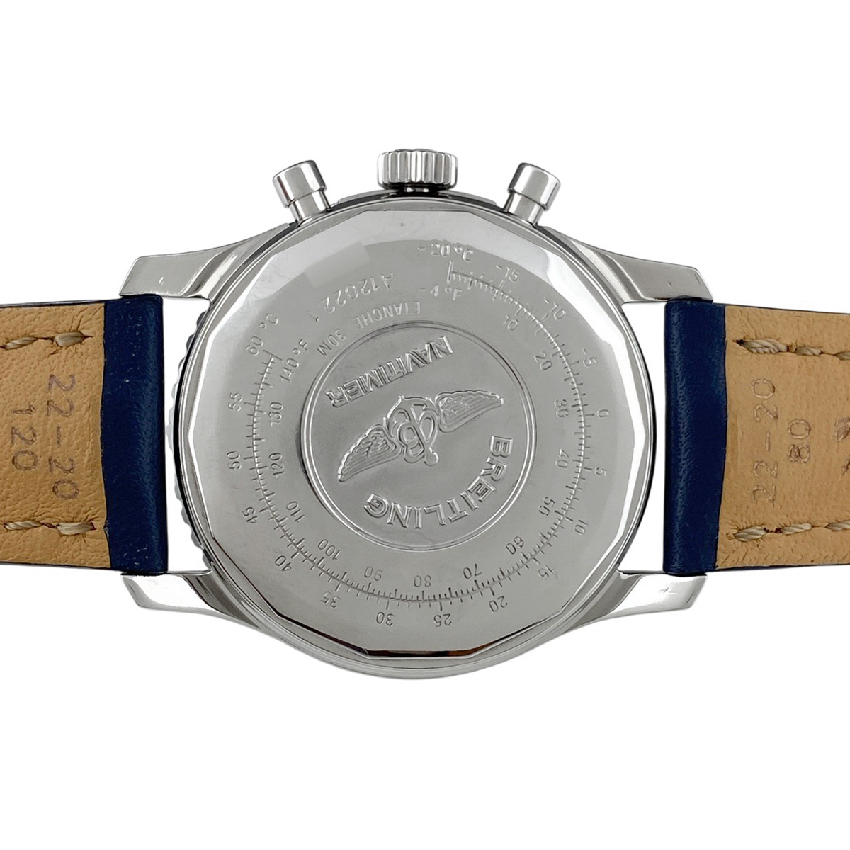 【OH済】ブライトリング BREITLING ナビタイマー コスモノート A12022.1 腕時計 SS レザー 自動巻き ブルー メンズ 【中古】_画像4