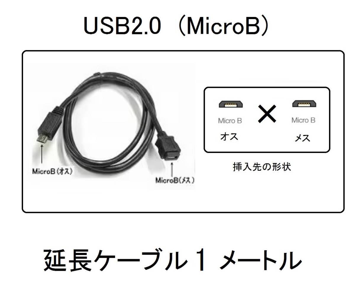 即決オス×メス凹長さ1M延長ケーブルUSB2.0足りないMICROBマイクロBオス♂メス雌メートル延長コードUSB2園長メーター長さ凹MICROミクロ接続_画像1