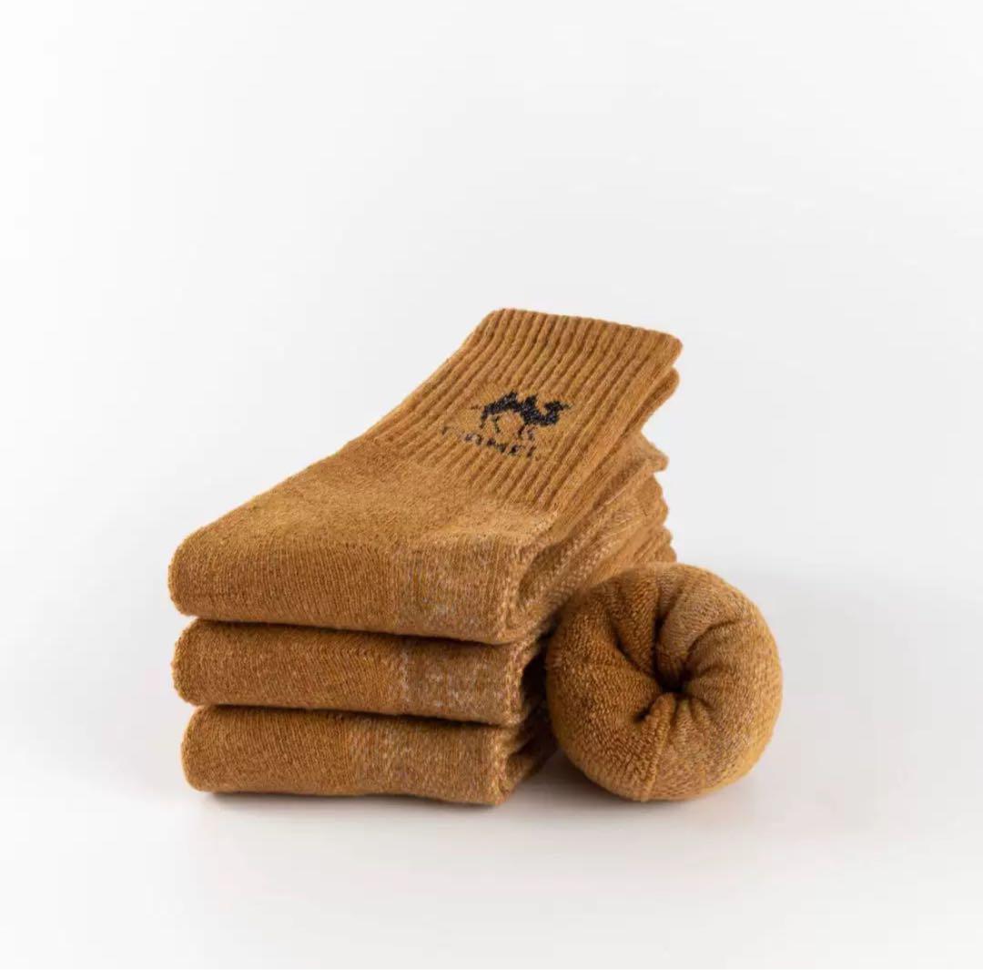 防寒ソックス　キャメルカラー　3足　男女　ルームソックス　おやすみ靴下　ウール混　ぽかぽか　あったか　_画像2