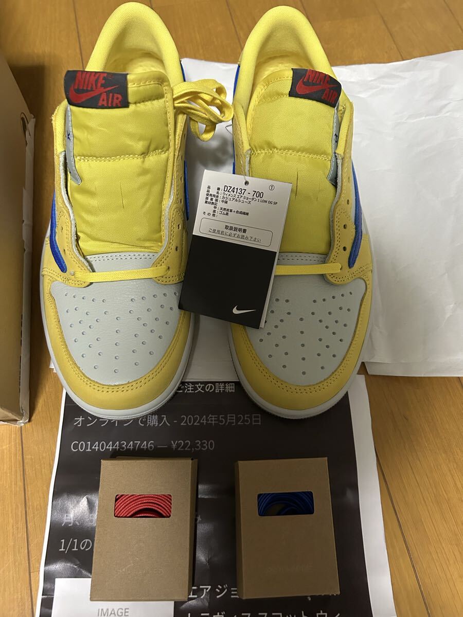 1 иен старт не использовался товар 27.5cm Travis Scott × Nike WMNS Air Jordan 1 Retro Low OG Canary тигр vi s* Scott × Nike воздушный Jordan 1