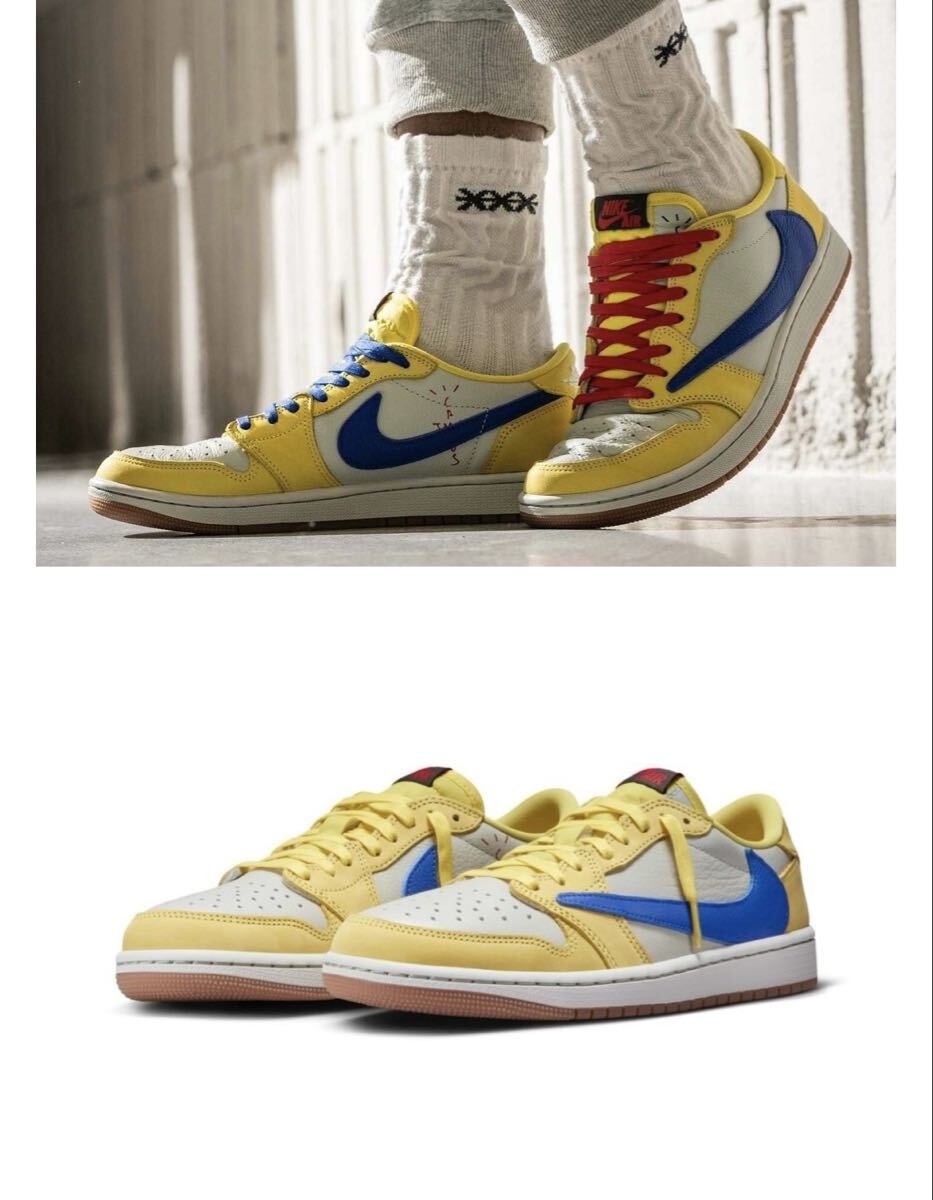 1 иен старт не использовался товар 27.5cm Travis Scott × Nike WMNS Air Jordan 1 Retro Low OG Canary тигр vi s* Scott × Nike воздушный Jordan 1