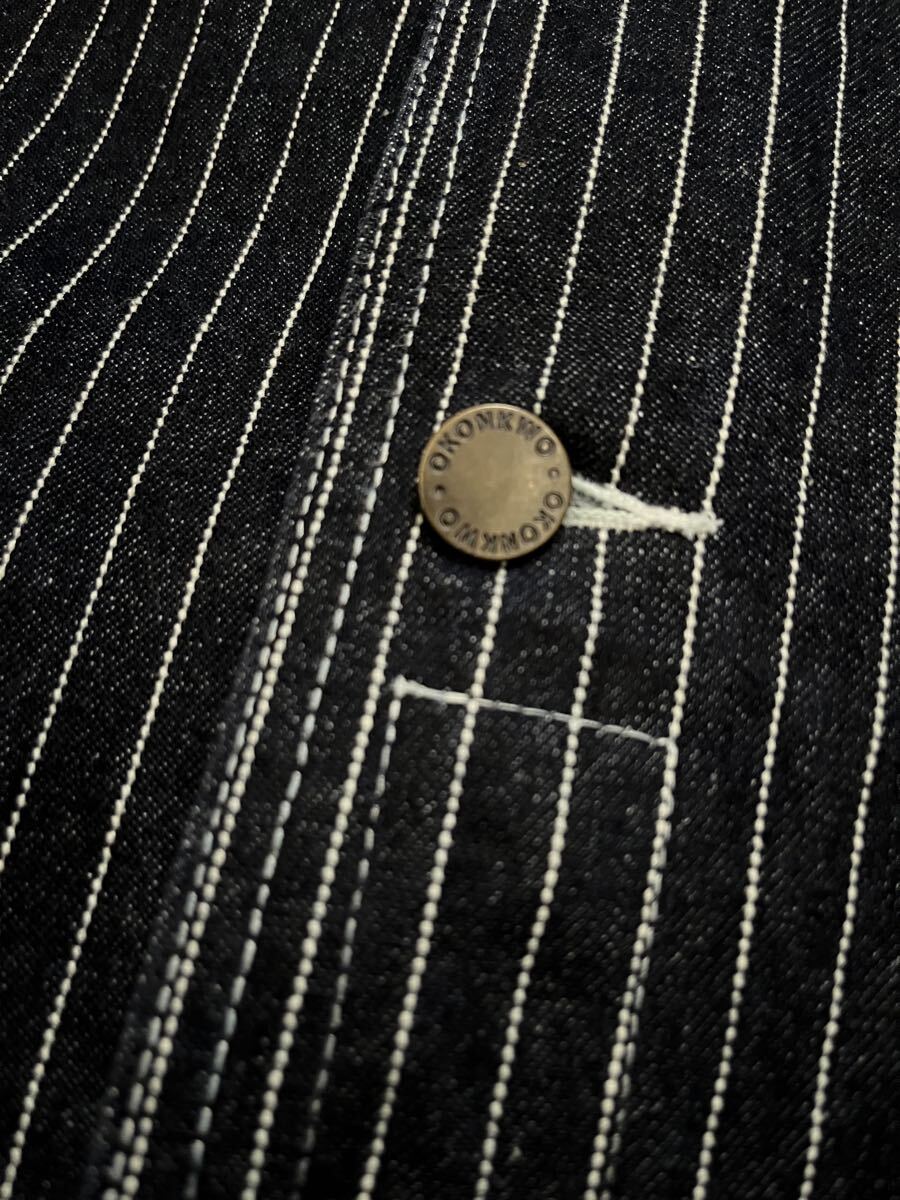 美品used☆OKONKWO☆ウォバッシュストライプベスト40☆☆襟付きネオクラシックビンテージスタイル☆キャスケット相性抜群☆ヘビネルシャツ_画像5