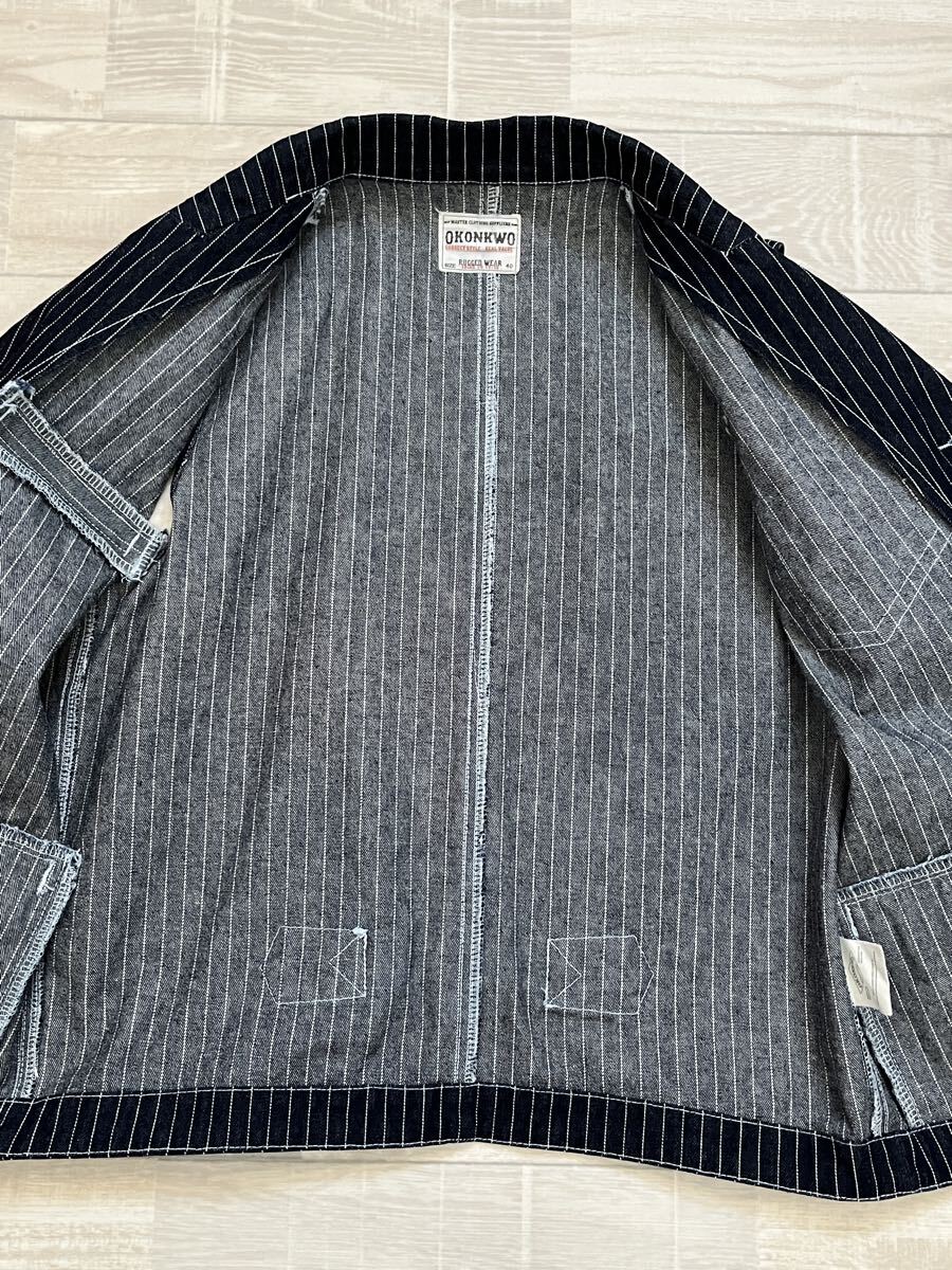 美品used☆OKONKWO☆ウォバッシュストライプベスト40☆☆襟付きネオクラシックビンテージスタイル☆キャスケット相性抜群☆ヘビネルシャツ_画像10