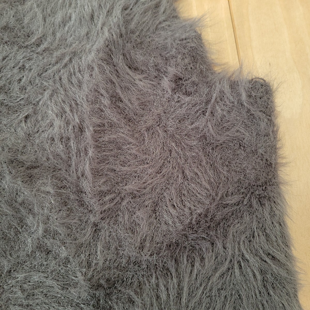 Vネック　シャギーベスト　チャコールグレー_画像2