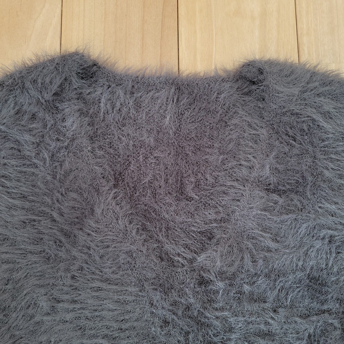 Vネック　シャギーベスト　チャコールグレー_画像3