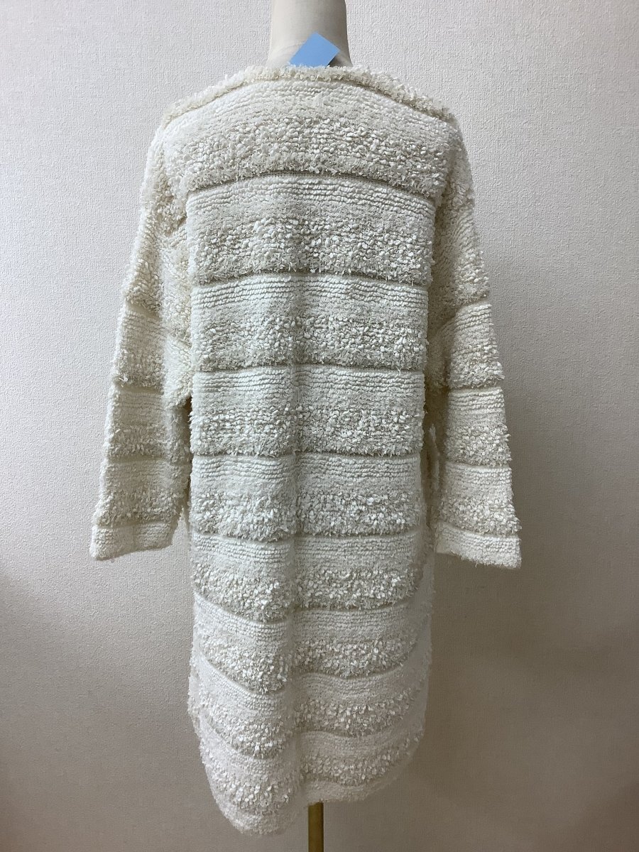 ボールジー (BALLSEY) アイボリー ニットコーディガン パイルやフリンジのボーダー サイズF_画像4