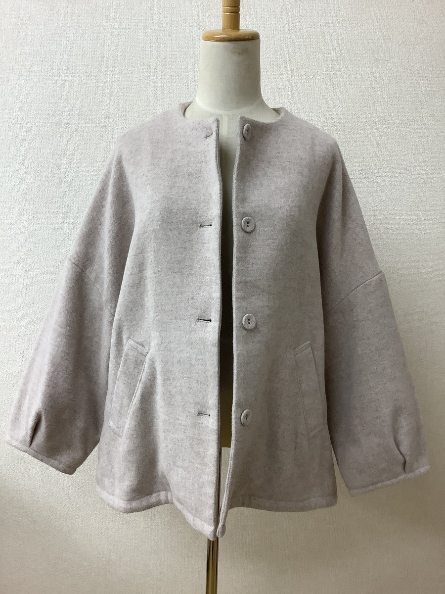 サマンサモスモス (SM2) ベージュショートコート ウールブレンド サイズF_画像2