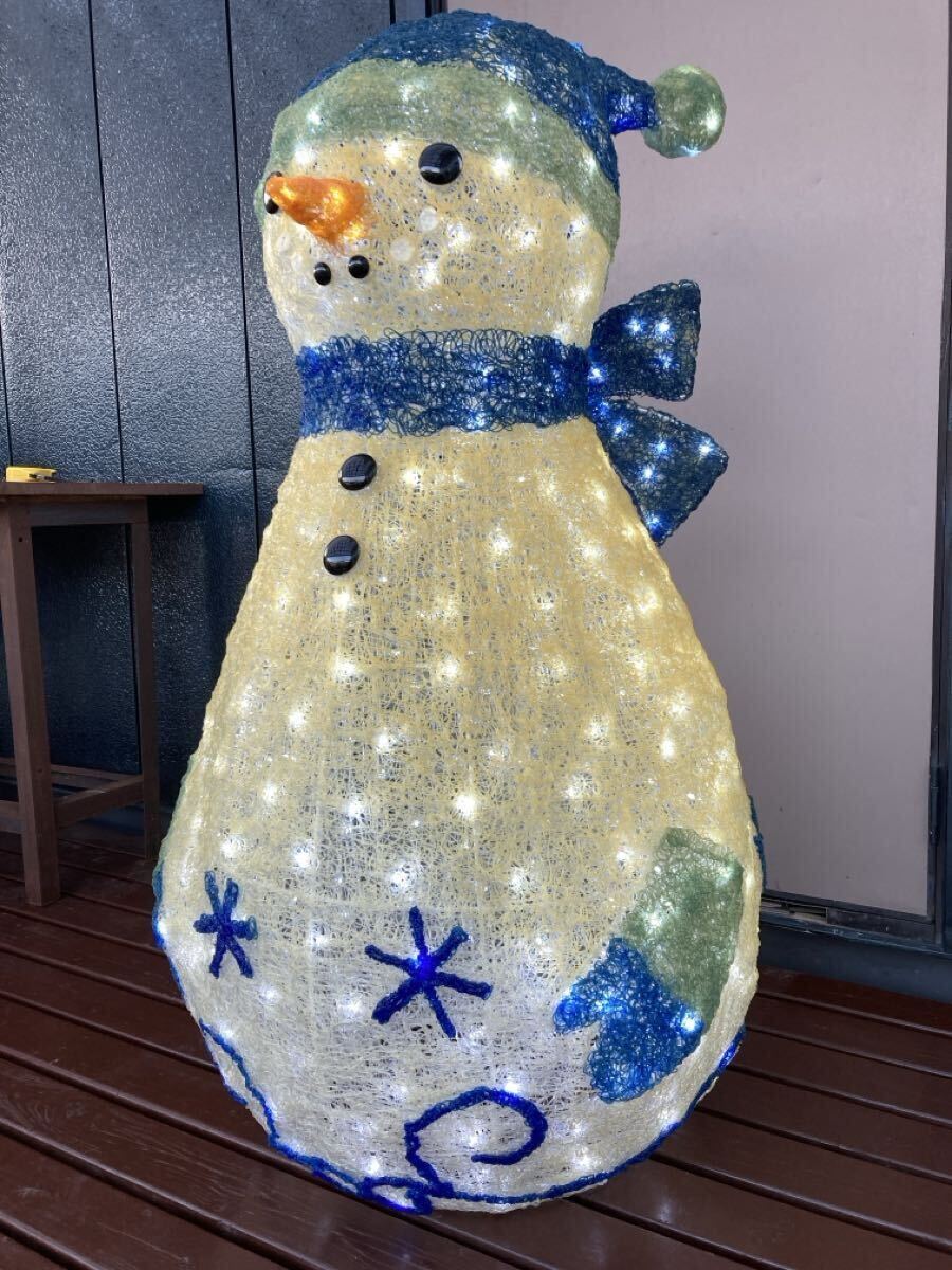 ② 特大 青 LED 雪だるま スノーマン 立体 イルミネーション クリスマス 3D 電飾 モチーフライト オブジェ 置物 ファンシー インテリア_画像1