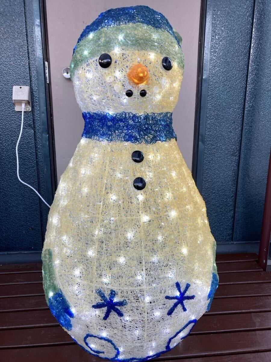② 特大 青 LED 雪だるま スノーマン 立体 イルミネーション クリスマス 3D 電飾 モチーフライト オブジェ 置物 ファンシー インテリア_画像2