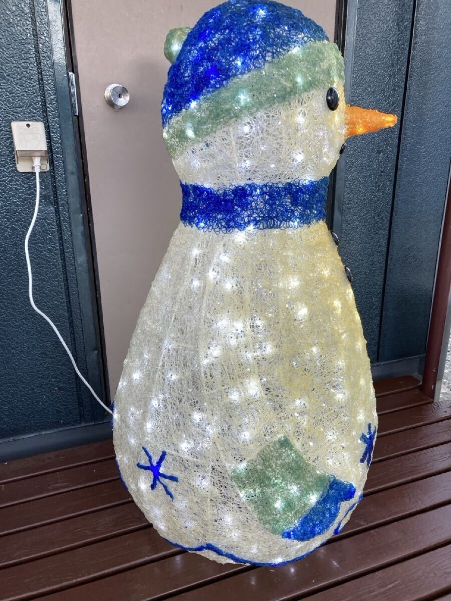 ② 特大 青 LED 雪だるま スノーマン 立体 イルミネーション クリスマス 3D 電飾 モチーフライト オブジェ 置物 ファンシー インテリア_画像4
