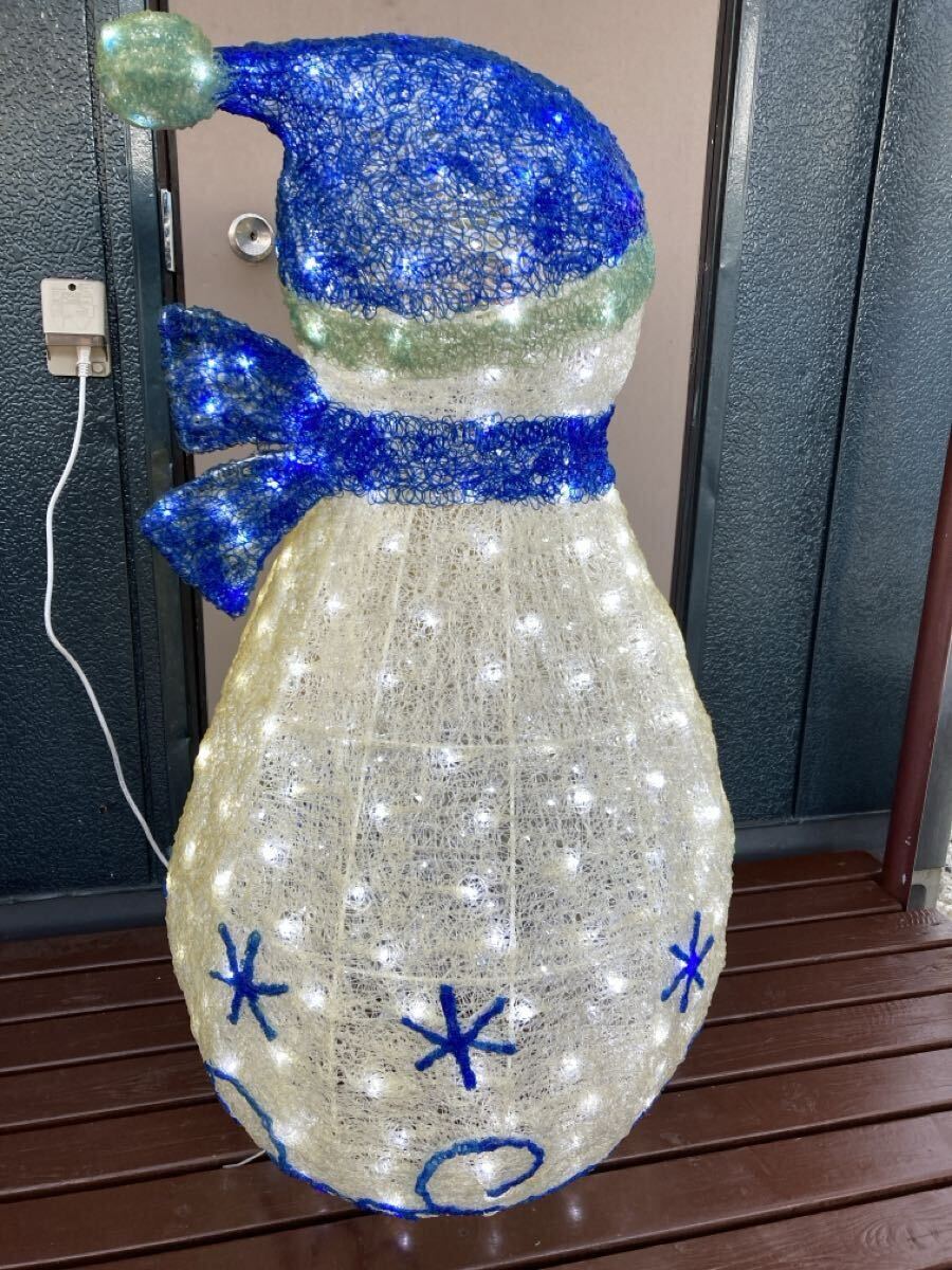 ② 特大 青 LED 雪だるま スノーマン 立体 イルミネーション クリスマス 3D 電飾 モチーフライト オブジェ 置物 ファンシー インテリア_画像5